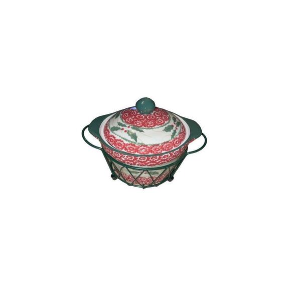 3 Piece Set Temptations Old World Holiday 1 Qt Casserole Trivet Rack 6 3/4" - Picture 1 of 12